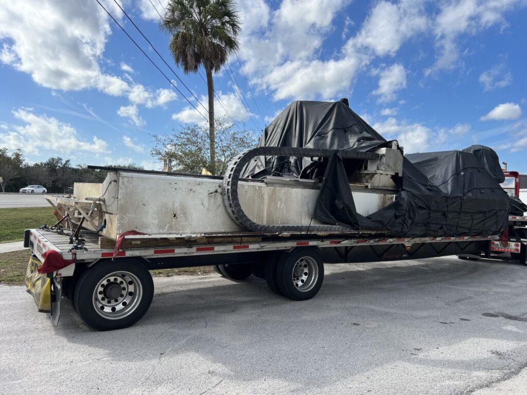 CNC Machinery Movers Sarasota Trucking & Rigging Company Transport from Miami & set in place 30,000 pound Northwood Router 2
